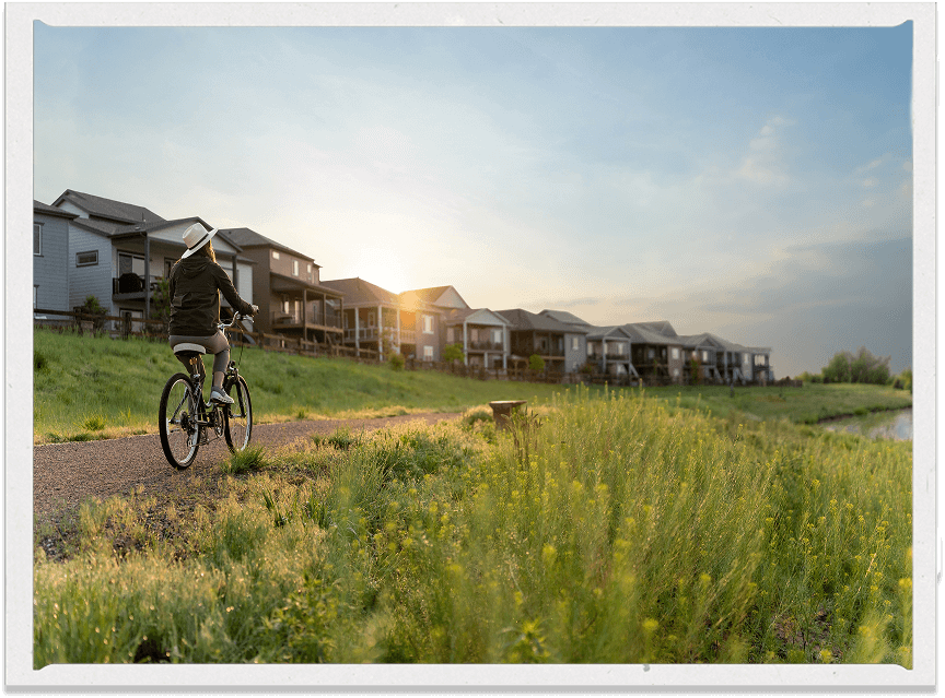 Resident Riding on Trails Around Barefoot Community Firestone CO